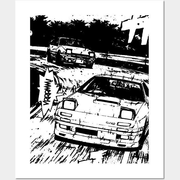 JDM Japanese Drift Racer Drifting Car Anime Manga Eurobeat Intensifies Aesthetic #7 Wall Art by Neon Bang Bang